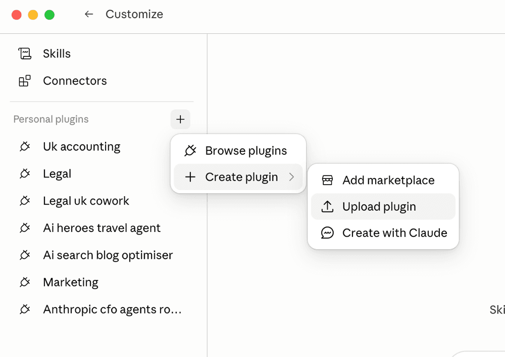 Claude Cowork plugin list showing the CFO agent workflows package.